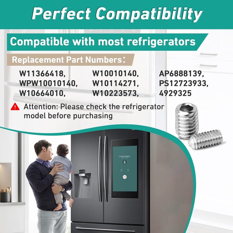 Gfdoso 2 Packs W11366418 Refrigerator Freezer Door Handle Mounting Set Screw Compatible with Most Refrigerators, AM 1-5-1 - EA221008/EA230910 - Equipped with Hex Wrench for Installatio - Image 5
